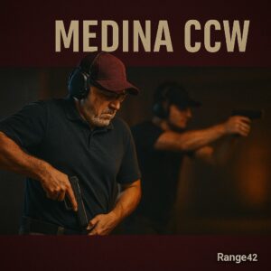 Firearm training at Medina CCW shooting range