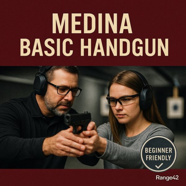 Handgun training class for beginners at Medina Range42