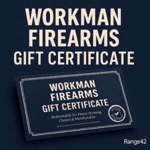 Workman Firearms gift certificate for training and merchandise